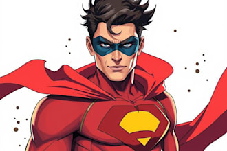 create concept art superhero character design for comics
