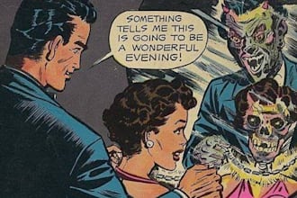 do retro comic vintage illustration, horror comic page, vintage poster, manga