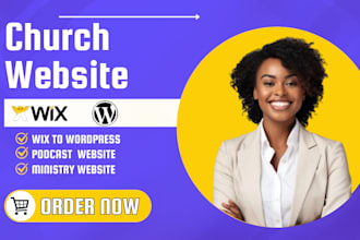 create, design beautiful church website, ministry website on wordpress or wix