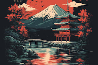 draw japanese t shirt design apparel illustration