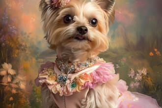 do realistic pet portrait into digital oil painting