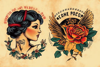 custom drawing your traditional or old school tattoo design