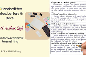 handwrite any documents, study notes and letters for you