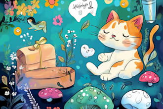 create cute doodle art illustration, and cartoon