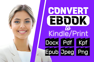 convert book from doc pdf png jpeg to epub kpf mobi as kindle and print