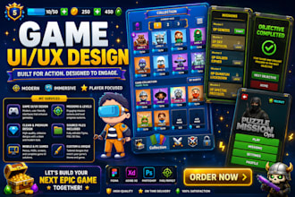 create stunning 2d game UI UX design for mobile and PC games