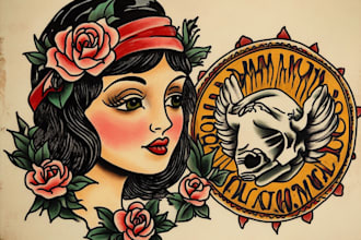 draw an old school tattoo style artwork for you