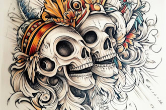 create amazing traditional or old school tattoo style