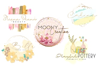 design beautiful feminine hand drawn logo for your business