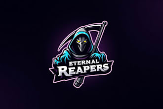 do awesome grim reaper esport mascot logo with company