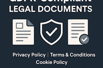write gdpr compliant privacy policy, terms and conditions, and cookie policy