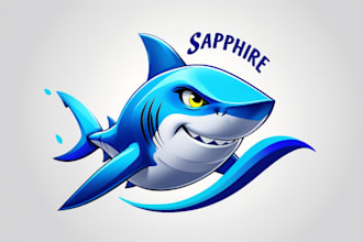 design outstanding shark fish mascot logo with unlimited revision