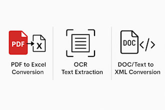 pdf to excel ocr text extraction and doc to XML