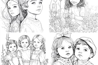 design children coloring book illustrations kdp books