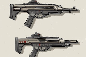 create a 3d weapon illustration for gaming