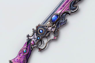 create a 3d weapon illustration for gaming