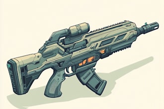 create a 3d weapon illustration for gaming