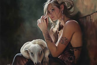 draw realistic digital oil painting from your photo