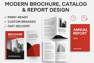 design annual report, company profile, bifold, trifold, brochures