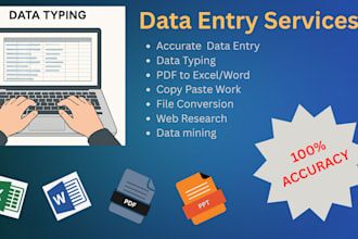 do accurate data entry, copy paste, and file conversion