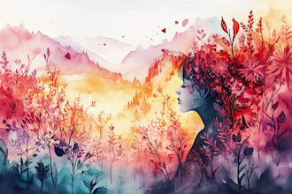 draw a watercolor landscape illustration