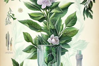 draw botanical character logo and friendship portrait