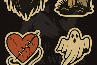 design dark aesthetic sticker packs with unique artwork