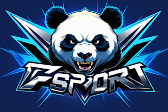 do awesome aggressive panda head esport mascot logo  design