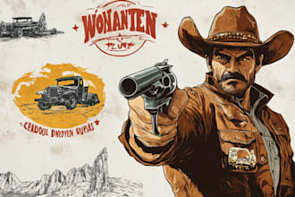 draw vintage illustration, 70s design and retro comic art