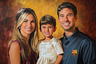 paint a family portrait into a digital watercolor painting