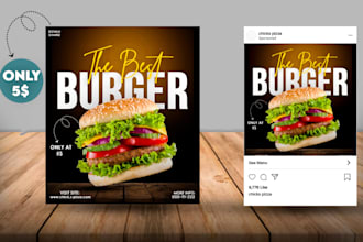 design eye catching food flyer and poster for restaurant or event