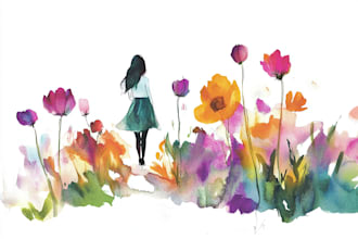 custom adorable watercolor clipart for your brand