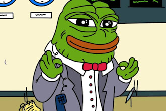 create 2d memecoin animation, memecoin video, crypto meme art, ponke, 2d art