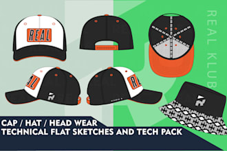 design cap, hat and headwear with tech packs