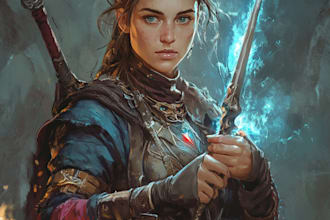 draw a dnd character art and dnd character illustration