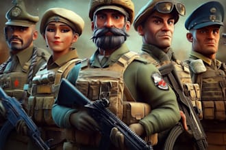 draw military characters, theme, scene or any illustrations