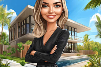 make caricature portrait, pet cartoon of you