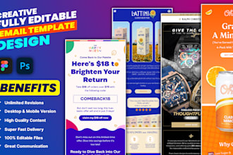 do stunning responsive email template design or newsletter