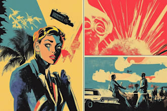 draw a retro vintage comic illustration