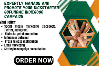 expertly manage and promote your kickstarter gofundme indiegogo campaign