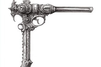 make a 3d weapon illustration for gaming