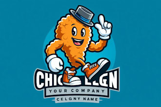 create chicken leg for restaurant fried mascot l for your business only 12 hours