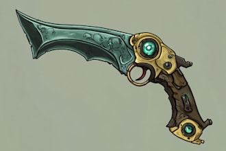 make a 3d weapon illustration for gaming
