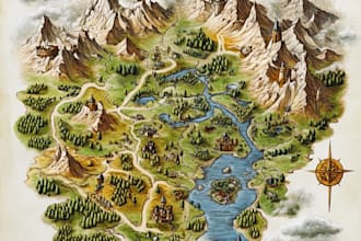 make fantasy map illustration for dnd, novels and games