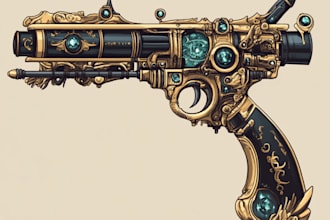 create a 3d weapon illustration for gaming