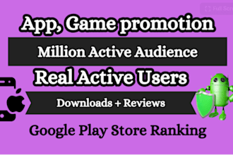do app and game promotion test and review your game or app store, apps marketing