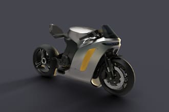 design 3d fastest motorcycle,fusion360,game asset,3d printing, atv bike, bicycle
