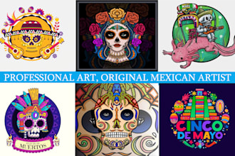 create an icon logo lucha mexican illustration, sugar skull