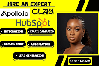 setup clay com, apollo io sequences, hubspot crm workflows and automation