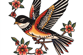 create old school or traditional tattoo style design